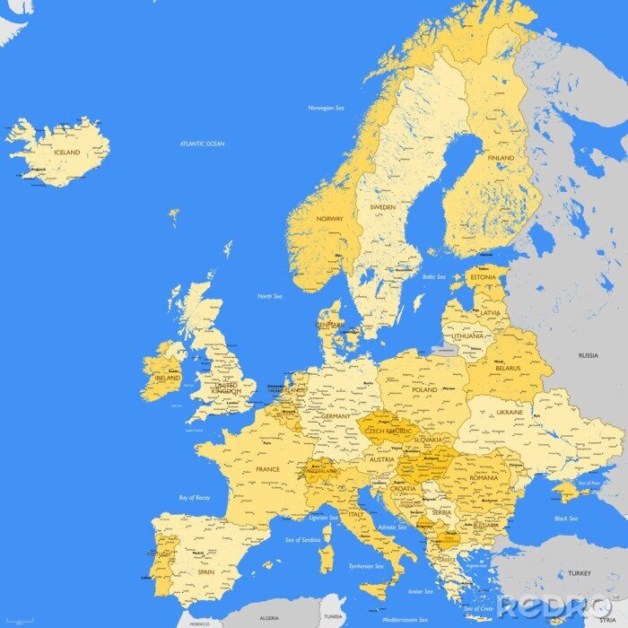 Sticker  Europe map cities