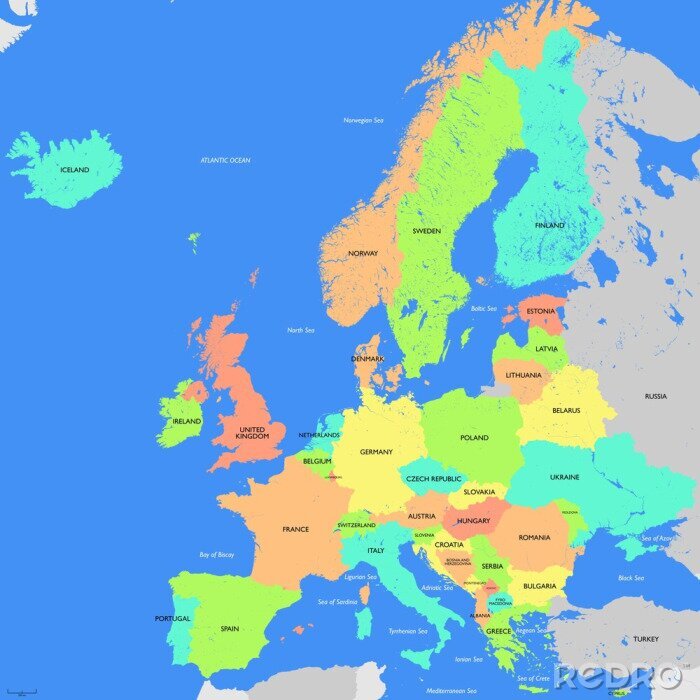 Sticker  Europe map detailed