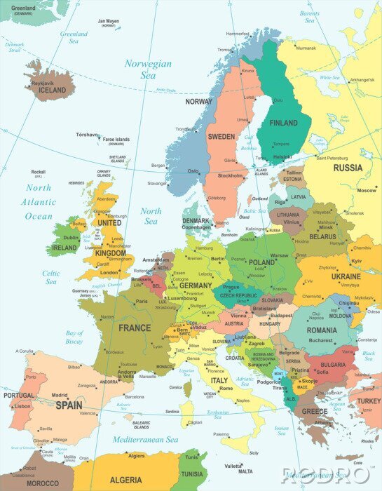 Sticker  Europe map - très détaillée illustration vectorielle.
