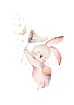 Sticker  Fabuleux lapin attrapant la lune