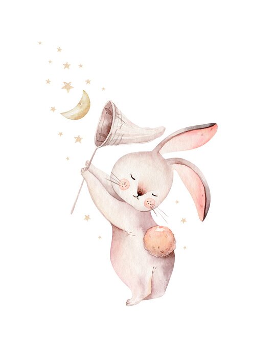Sticker  Fabuleux lapin attrapant la lune