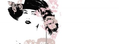 Sticker  Fashion illustration. Watercolor painting woman.