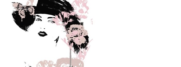 Sticker  Fashion illustration. Watercolor painting woman.