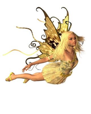 Sticker  Fée blonde volante avec des ailes de papillon