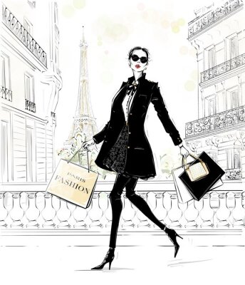 Femme à la mode à Paris