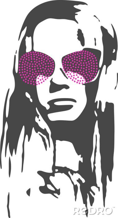 Sticker  Femme avec des lunettes roses