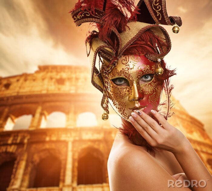 Sticker  Femme avec un masque