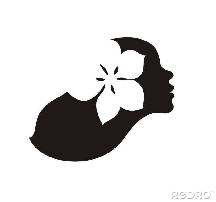 Sticker  Femme avec une fleur dans les cheveux de l'icône