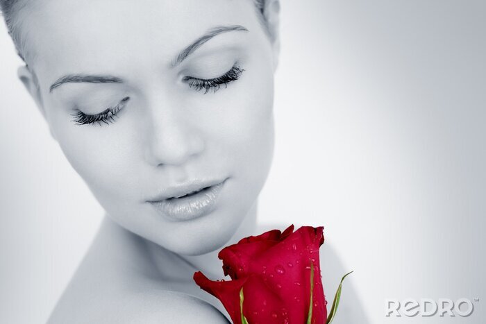 Sticker  Femme avec une rose