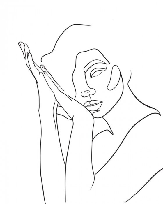 Sticker  Femme et mains en noir et blanc