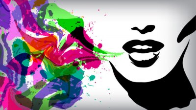 Sticker  Femme parlant, la mode concept de fond