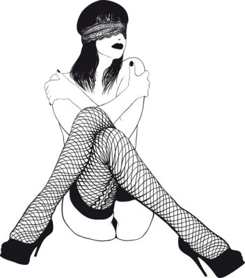 Sticker  Femme portant un masque noir