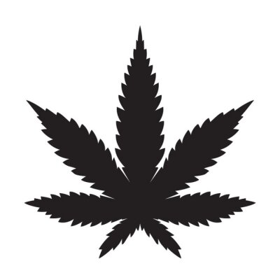 Sticker  Feuille de marijuana noire isolée sur fond blanc