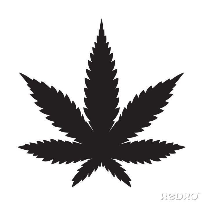 Sticker  Feuille de marijuana noire isolée sur fond blanc