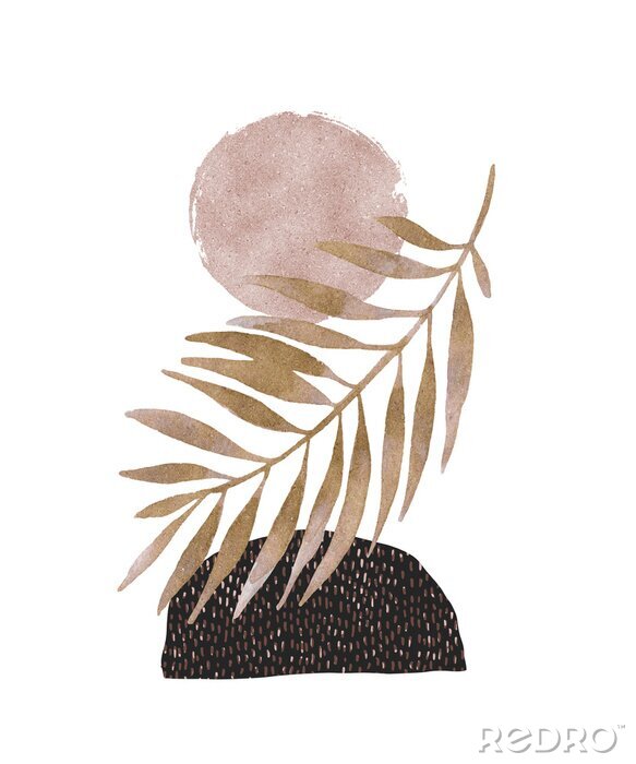 Sticker  Feuilles de brindilles dorées à l'aquarelle