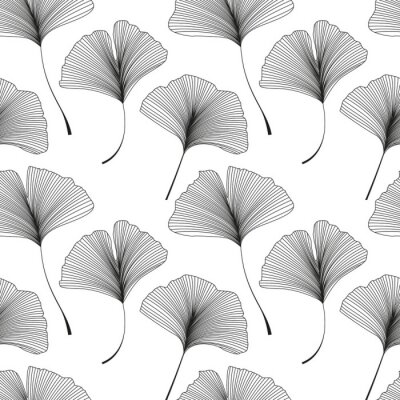 Papier peint à motif  Feuilles de ginkgo biloba