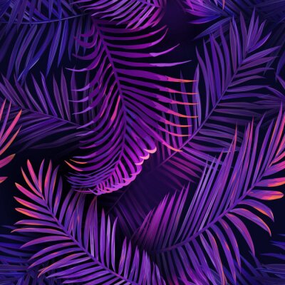 Feuilles de palmier à la lumière violette