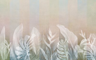 Papier peint  Feuilles de palmier et de monstera