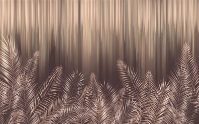Feuilles de palmier sur fond marron
