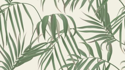 Feuilles de palmier vertes sur un fond marron clair