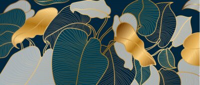 Feuilles de style Art Deco avec des éléments dorés