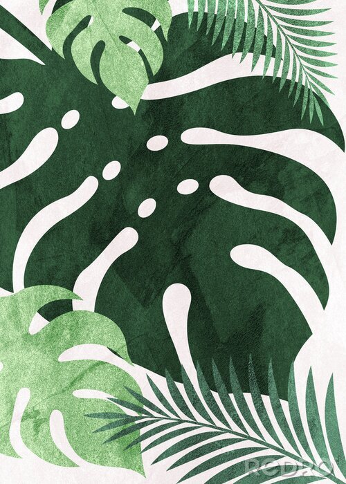 Sticker  Feuilles exotiques dans des tons verts