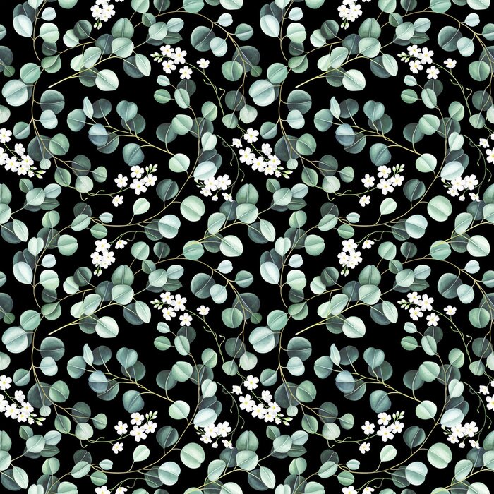 Sticker  Feuilles fines sur fond noir