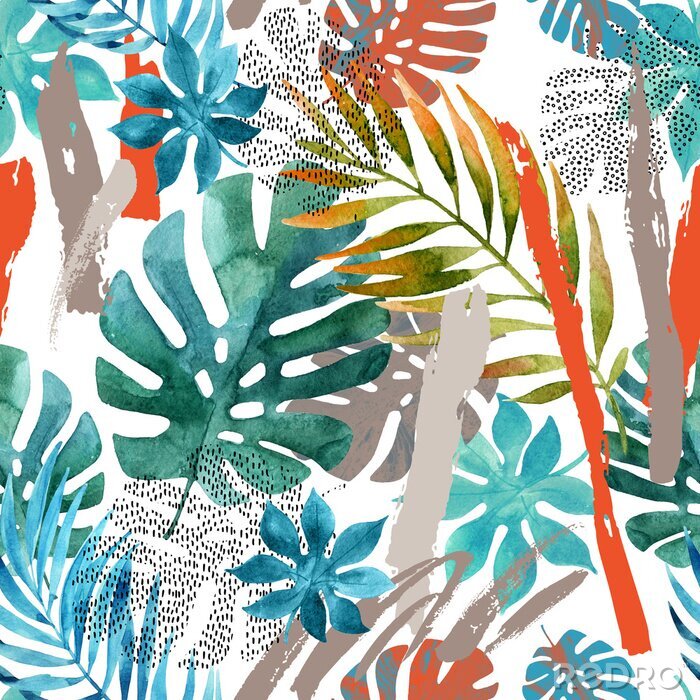 Sticker  Feuilles imitant la peinture à l'aquarelle