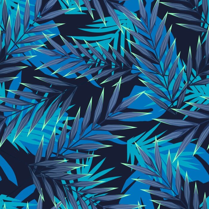 Sticker  Feuilles tropicales bleues
