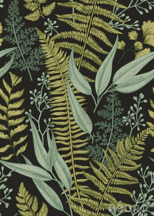 Sticker  Feuilles tropicales dans les tons verts