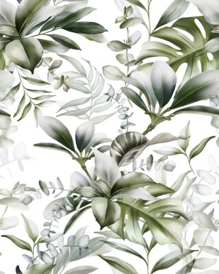 Sticker  Feuilles tropicales dans une composition exotique