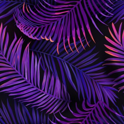 Feuilles tropicales de palmier aux couleurs néon