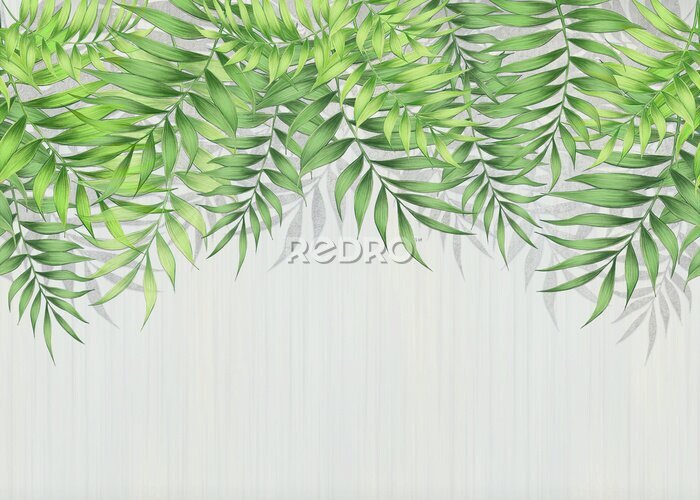 Sticker  Feuilles tropicales vertes suspendues au-dessus