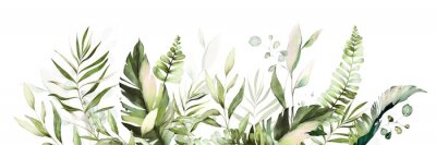 Sticker  Feuilles vertes sur fond blanc