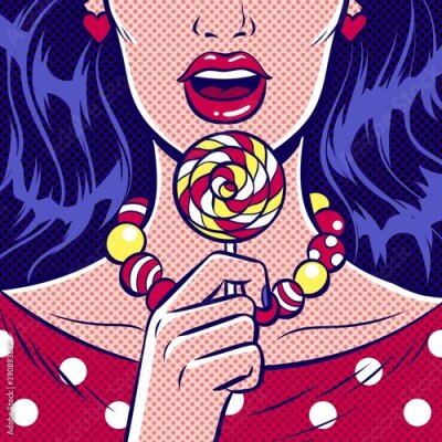 Sticker  Fille avec une sucette