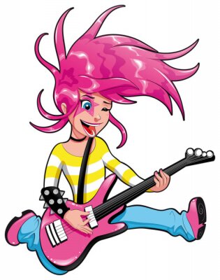 Sticker  Fille rousse jouant de la guitare électrique