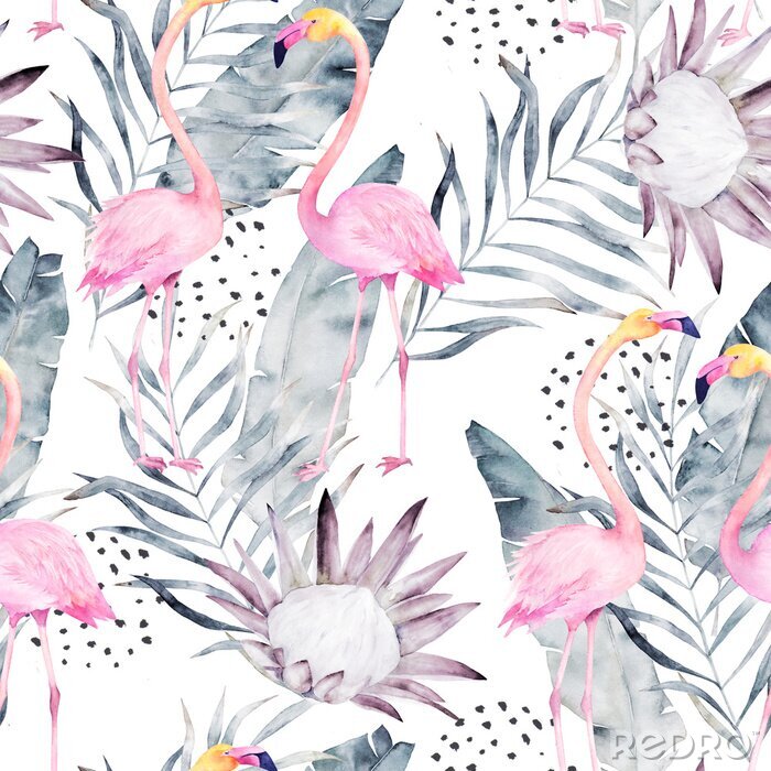 Sticker  Flamants roses et points