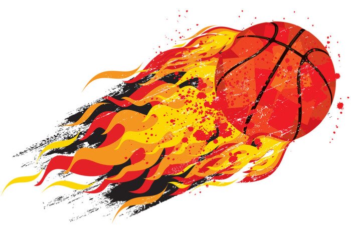 Sticker  Flaming basketball