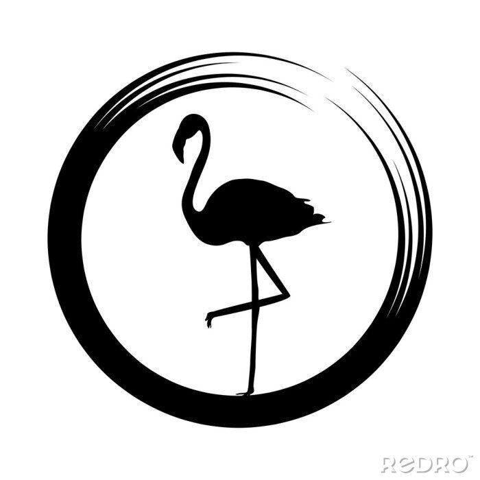 Sticker  Flamingo silhouettes isolated on white background