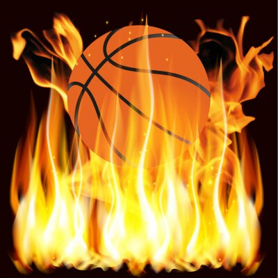 Sticker  flammes et de basket-ball