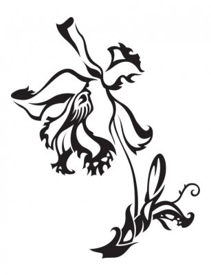 Sticker  Fleur d'orchidée sur un dessin moderne