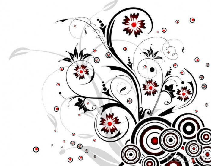 Sticker  Fleur de fond avec cercle, élément de design, illustration