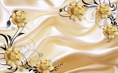 Sticker  fleurs 3d aux couleurs crème chaudes