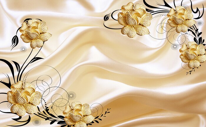 Sticker  fleurs 3d aux couleurs crème chaudes