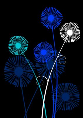 Sticker  Fleurs abstraites sur fond noir