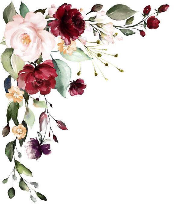 Sticker  Fleurs aquarellées sur fond blanc