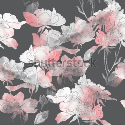 Sticker  Fleurs aux couleurs pastel sur fond gris