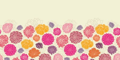 Sticker  Fleurs colorées sur fond crème