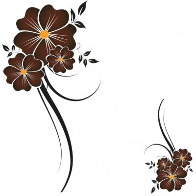 Sticker  Fleurs de couleur brune