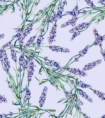 Papier peint à motif  Fleurs de lavande sur un fond violet